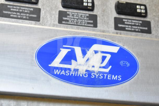 LVO FL14E stainless steel commercial pot and pan washer, front load, 460V, 3-phase. LVO logo on front panel.