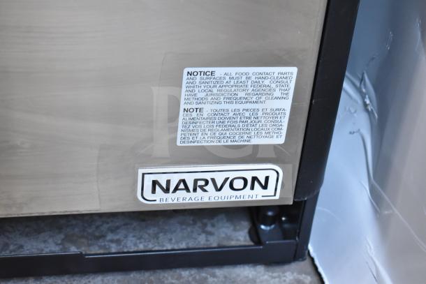 Narvon Commercial Countertop Drink Dispenser Base, features labels for cleaning instructions. New condition, durable design.