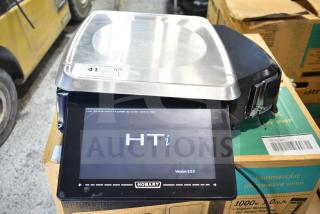 2016 Hobart HTi-7LH commercial countertop food portioning scale, tested and working, with touchscreen and stainless weighing platform.