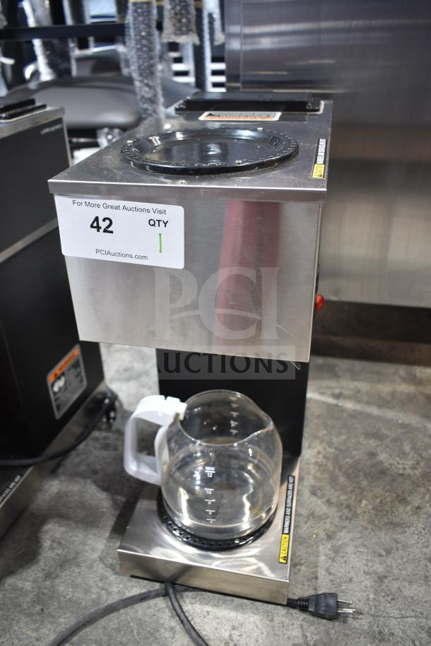 2025 Bunn VPR 33200.0015 pourover coffee brewer, 1 upper and 1 lower warmer, 120 volts, stainless steel, good condition.
