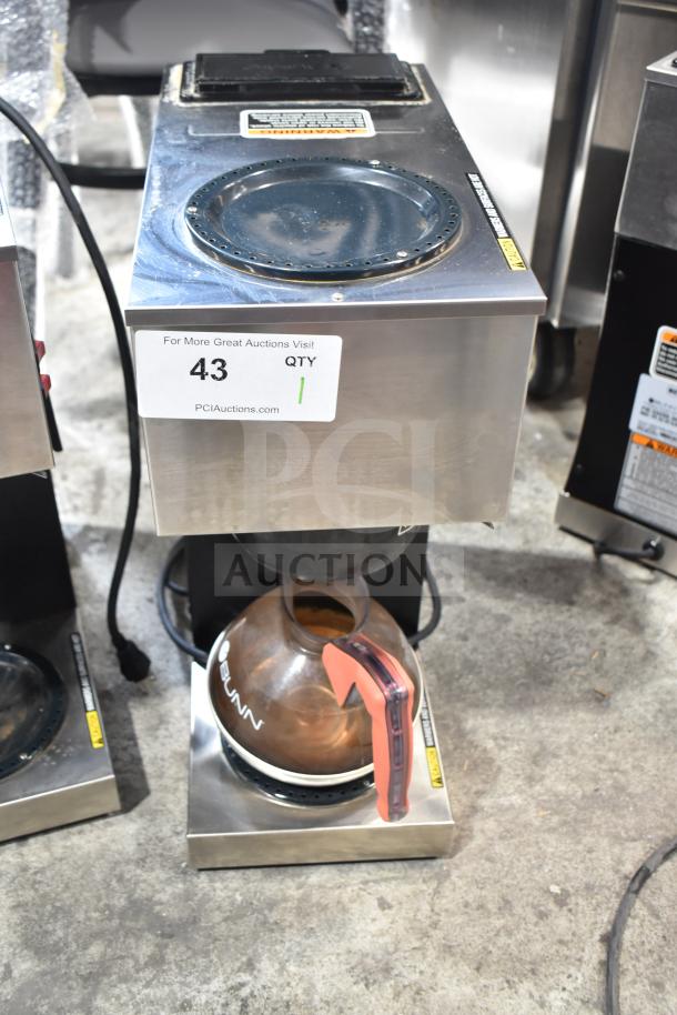 2023 Bunn VPR 33200.0015 pourover coffee brewer with upper and lower warmer, 120V, 1 phase. Warmer plates and pot visible.