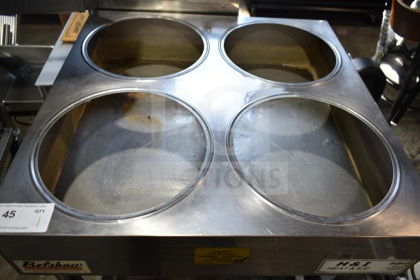Belshaw H&I Commercial Heat and Ice Icing Station with four compartments, stainless steel, on casters, 208/240V, 1 Phase.
