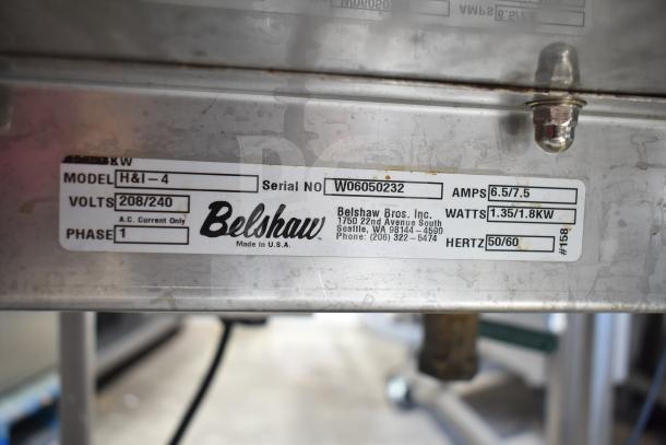 Belshaw H&I icing station with commercial casters, 208/240V, 1 phase. Model H&I-4, serial W06050232.