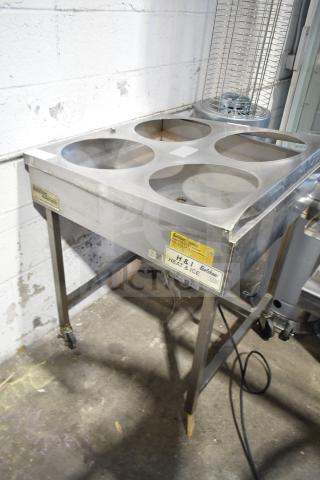 Belshaw H&I Commercial Heat and Ice Icing Station, 208V, 1 Phase, on casters. Features visible model label.