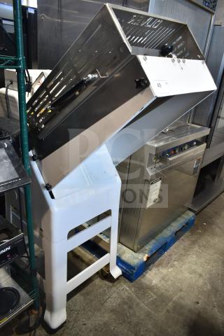 Oliver 797-32NC commercial bread slicer, floor type, with Pro Guard safety chute, 115V, 1 phase, in good condition.