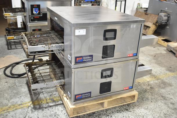 Middleby Marshall DZ33T conveyor pizza ovens, stainless steel, on casters, 208V, 3/1 phase, tested and working.