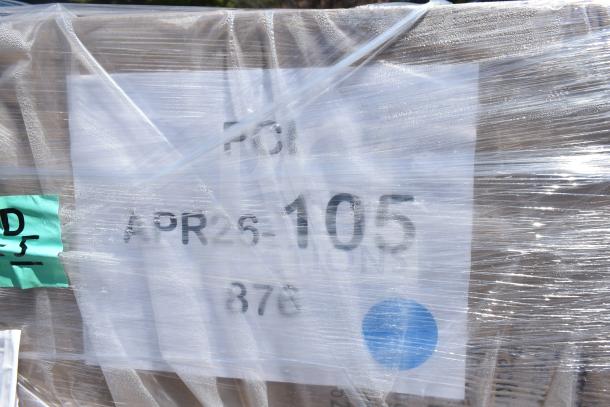 Plastic-wrapped pallet labeled "APR26-105," containing 5 brand new scratch and dent items.