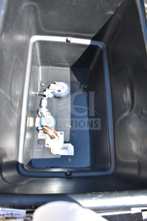 Brand new Rubbermaid FG470800BLA 8 Cu. Ft. black utility cube truck, 700 lb. capacity. Scratch and dent condition.