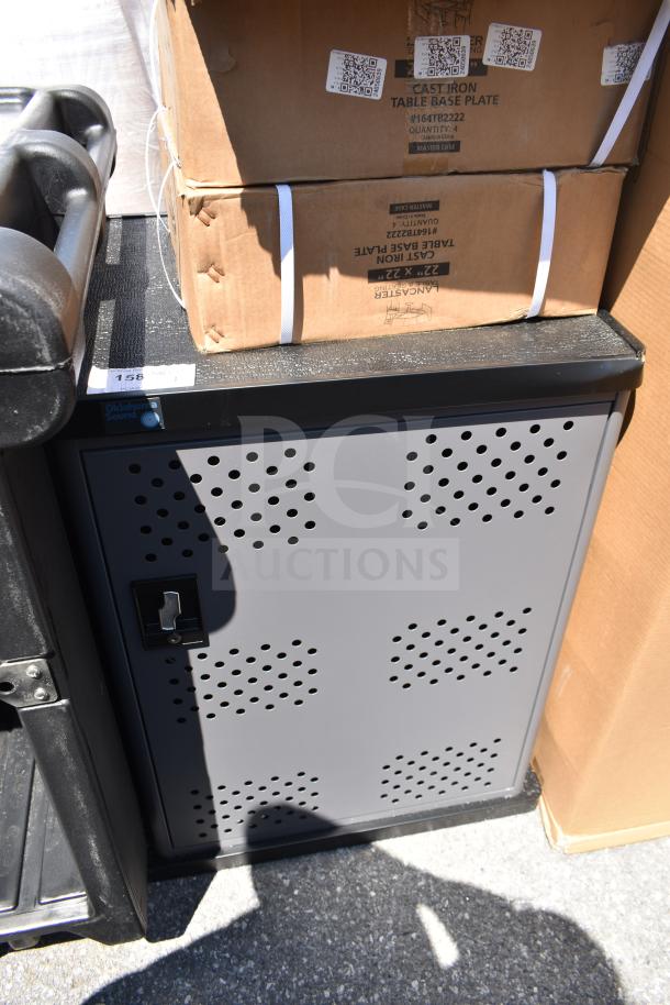 BRAND NEW Oklahoma Sound DCC Charging Cart, black and charcoal, minor scratches and dents, secure lock, vented door.