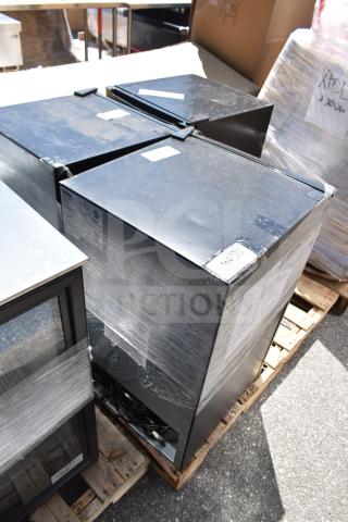 Three mini coolers including Galanz GL35BK, Vissani HVAR32SE, Galanz GLR33MBKE23, wrapped on a pallet. 120 volts, 1 phase.