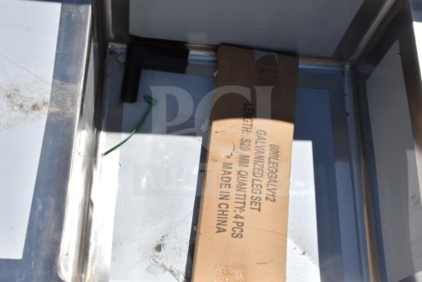 Brand new Regency 600S32323224 three-compartment commercial sink, 121", scratch and dent, includes galvanized leg set.