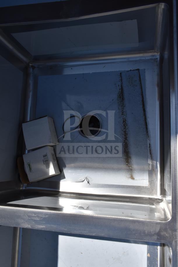 Regency 600S32323224 three-compartment sink, 121", stainless steel, scratch and dent condition, minor scuffs visible.