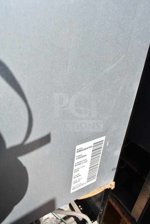 Four coolers including Galanz GL17BK, GLR31TS1E02, WMR04BAPBB; 120 volts, 1 phase. Label shows model WMR04BAPBB, 115V/60Hz.