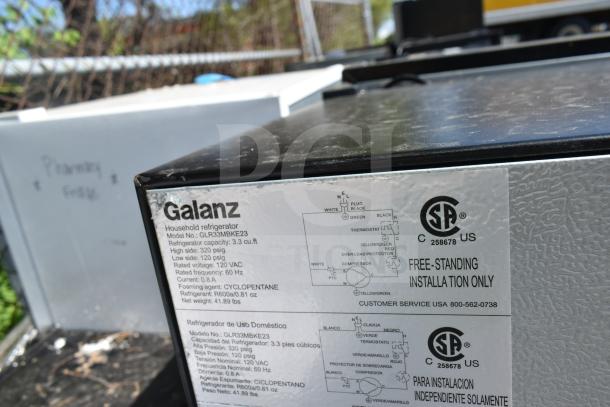 4 coolers including Galanz GLR33MBKE23, Black & Decker BCD33B, Kenmore KMR17MBKE. 120V, 1 phase, 3.3 cu ft.
