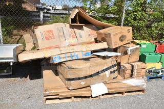 13 brand new scratch and dent items including sink and pan rack on pallets, in various unopened boxes.