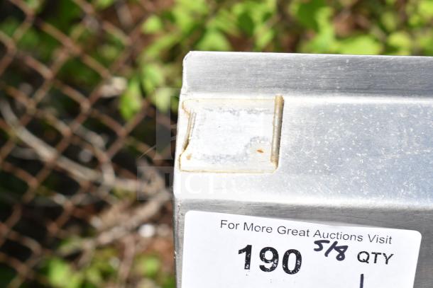 Commercial Left Side Dirty Side Dish Table, stainless steel, visible wear, auction label with lot number 190.