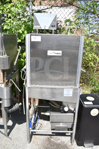 2017 Ecolab ES-2000 commercial pass-through dishwasher, 115V, 1 phase. Stainless steel, PureForce label. Good condition.