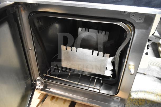 BRAND NEW Blodgett BLCT-6E stainless steel convection oven, open door view showing interior and metal racks. 208V, 3 phase.