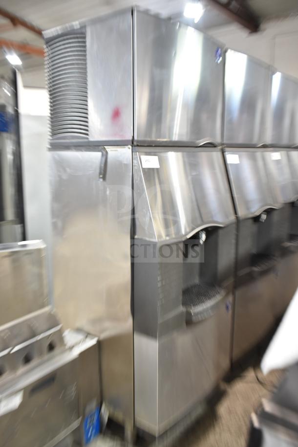 Manitowoc SD0452A ice machine head on SPA310 dispenser, stainless steel, 115V, 1 phase, for commercial use.