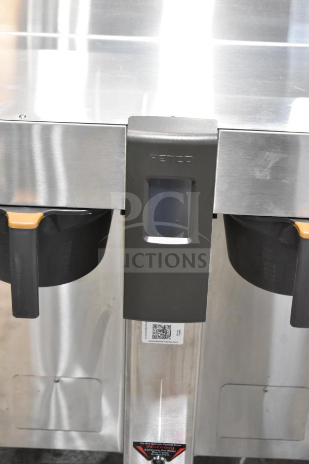 2023 Fetco CBS-2152-XTS twin coffee brewer, stainless steel, touch controls, 1.5 gal capacity, 208-240V, 1 phase, excellent condition.