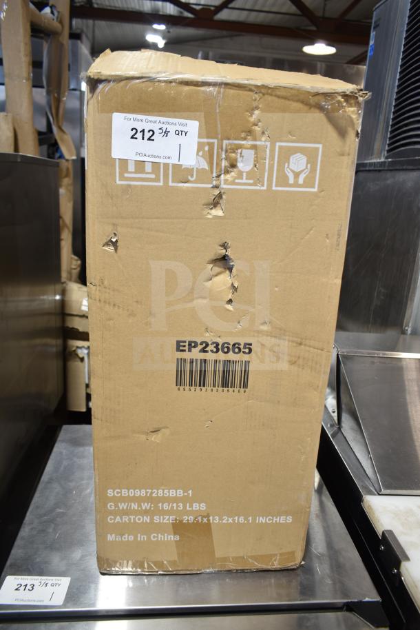 Cardboard box of Costway EP23665 Air Cooler. Box shows handling marks. Dimensions: 29.1"x13.2"x16.1". Made in China.