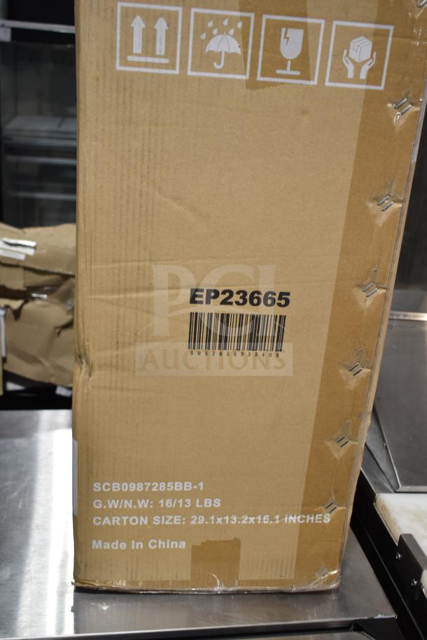 Costway EP23665 Air Cooler in original box. Box shows model number, dimensions, and weight. Made in China.