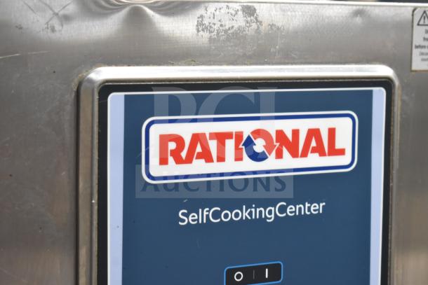 2019 Rational SCC WE 62G Self Cooking Center, natural gas, on double pan rack. Rational logo visible on control panel.
