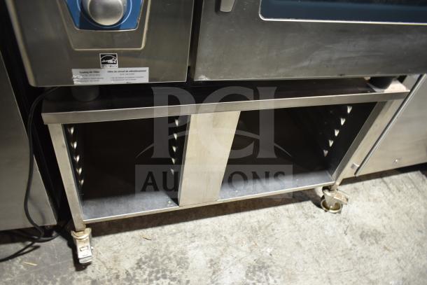 2019 Rational SCC WE 62G combi oven, natural gas, on double pan rack stand, visible control panel, clean, good condition.