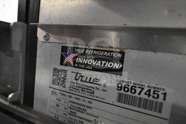 2019 True TSSU-60-16D-2-HC Sandwich Salad Prep Table, 115V, 1 Phase. "Made with Innovation in the USA" label visible.