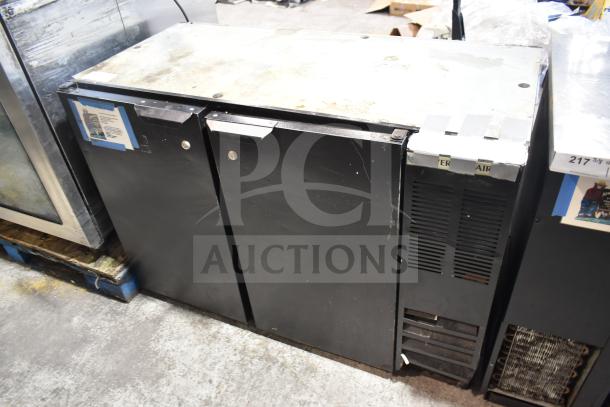 Beverage Air BB48HC-1-B commercial 2-door undercounter cooler, black, 115V, used condition, visible wear on top surface.