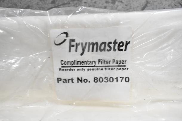 Brand new Frymaster PF50 Portable Fryer Oil Filter. Scratch and dent condition. Includes complimentary filter paper, Part No. 8030170.
