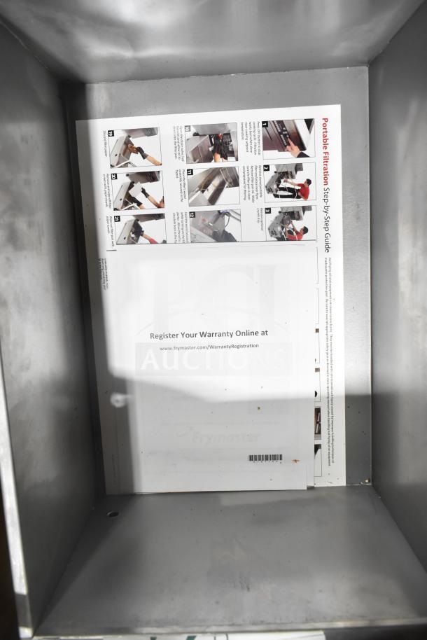 BRAND NEW Frymaster PF50 portable fryer oil filter, 110-120 volts, 1 phase. Includes warranty registration and instructions.