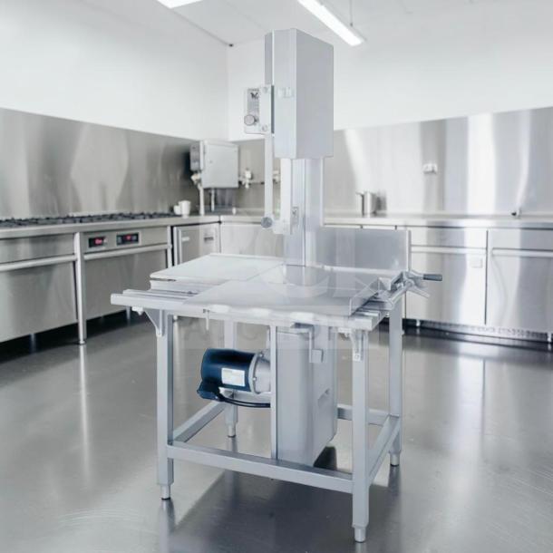 Hobart 5701D commercial meat saw, 3 HP, 3-phase, in superior condition, fully tested, heavy-duty butcher equipment. Model HOB-L-SAW-0948.