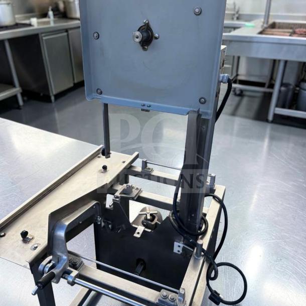 Hobart 5701D commercial meat saw, 3 HP, 3 phase, excellent condition, heavy-duty butcher equipment, fully tested operational.