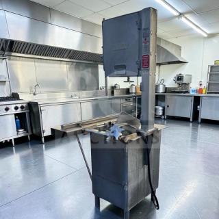 Hobart 5614 commercial meat saw, 2 HP, 3 phase, heavy duty, for parts or repair, in an industrial kitchen setting.