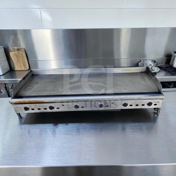 Elite Condition Jade Range JGT-2472, 72" commercial gas griddle with thermostatic controls, 180,000 BTU. Fully tested.