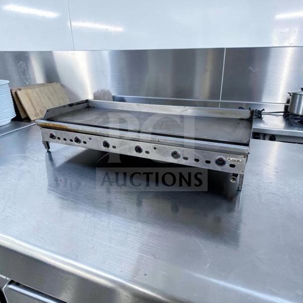 Elite condition Jade Range JGT-2472, 72" gas griddle; thermostatic controls, 180,000 BTU. Fully tested, operational.