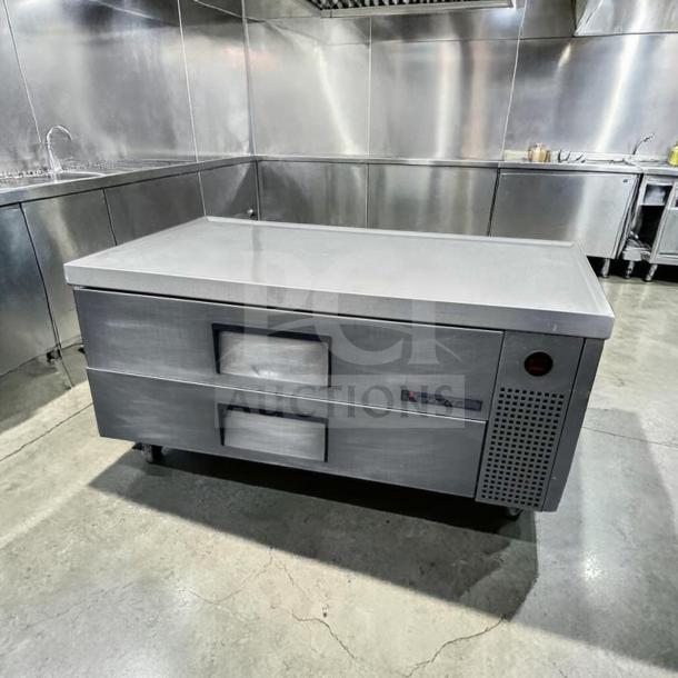 True TRCB-52-HC Refrigerated Chef Base, 52" width, 2 drawers, excellent condition, stainless steel, 115V, tested operational.