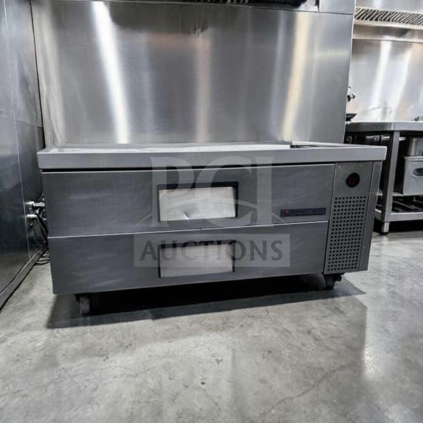 True TRCB-52-HC Refrigerated Chef Base, 52", two drawers, excellent condition, branded label visible, stainless steel.