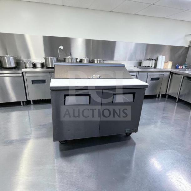 True TSSU-48-12-HC prep table in top-tier condition, 48-inch refrigerated base, tested and operational, 115V.