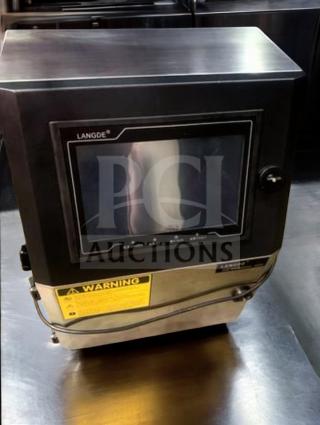 LANGDE Automatic Industrial Inkjet Printer, premium condition, model LAN-L-CODE-0426, with warning label visible, fully tested.