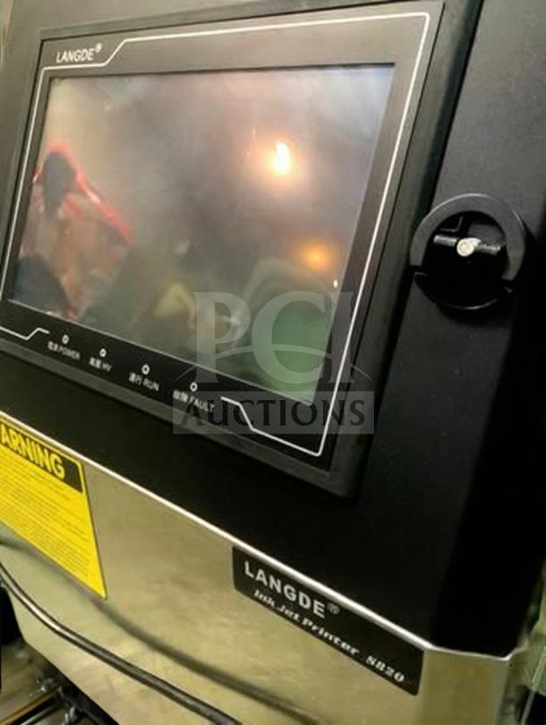 LANGDE Automatic Industrial Inkjet Printer, premium condition, model SR30, fully operational, screen and labels visible.