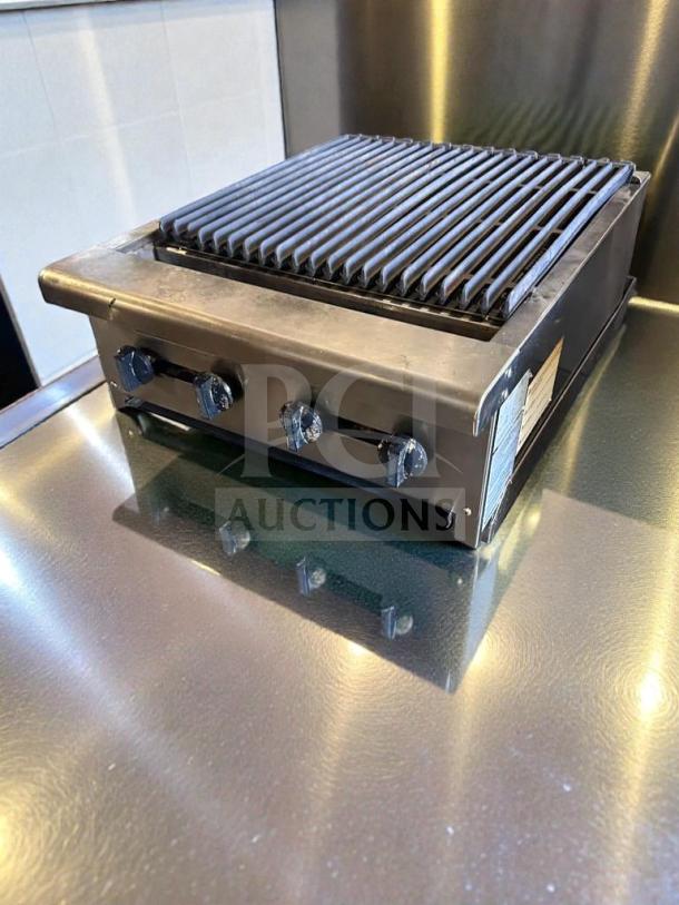 Outstanding condition 4-burner gas charbroiler, heavy-duty stainless steel, natural gas, fully tested, model CHAR-M-GAS-0543.