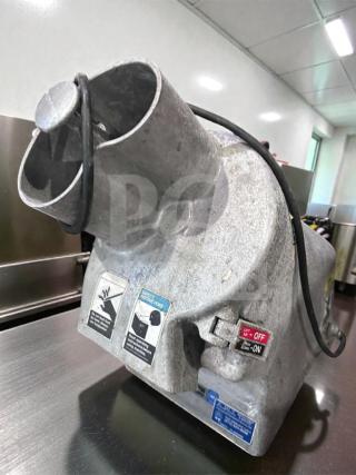 General Slicing/Red Goat Commercial Vegetable Slicer, heavy-duty, NSF Certified, tested and operational. Safety labels visible.