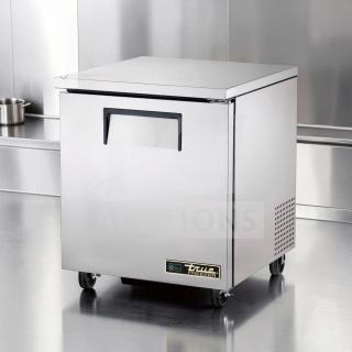 Flawless True TUC-27F-HC undercounter freezer, stainless steel, single section, left hinge door, made in USA, tested.