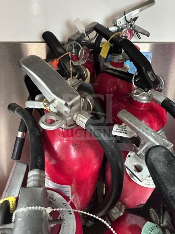 Prime condition 5 lb ABC fire extinguishers, 2A:10B:C rating, UL listed, ideal for commercial kitchen protection.