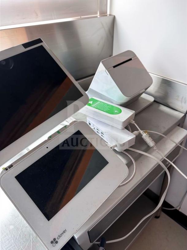 Clover POS Station System with touchscreen register, receipt printer, and customer display. Fully tested and operational.