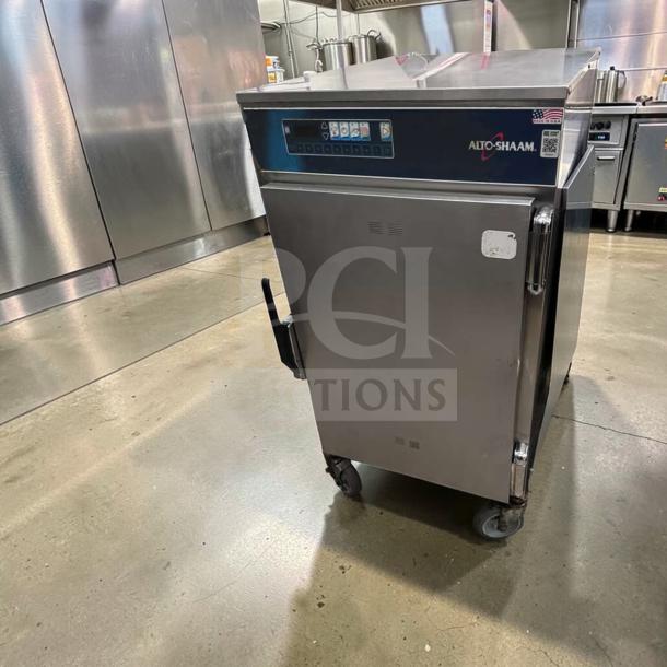 Alto-Shaam 1000-TH/II Halo Heat Cook & Hold Oven, half size, stainless steel, fully operational, on casters.
