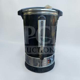 Exceptional condition commercial coffee urn by Commercial Beverage Equipment, electric model, large capacity, includes spout and indicator lights.