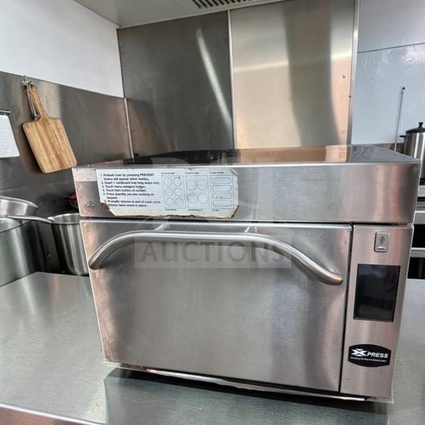 Amana AXP20 high-speed microwave convection oven, 1.38 cu. ft., commercial grade, stainless steel, Xpress/TurboChef technology, elite condition.